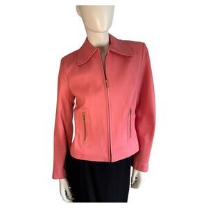 Vintage Women's Pink Leather Jacket